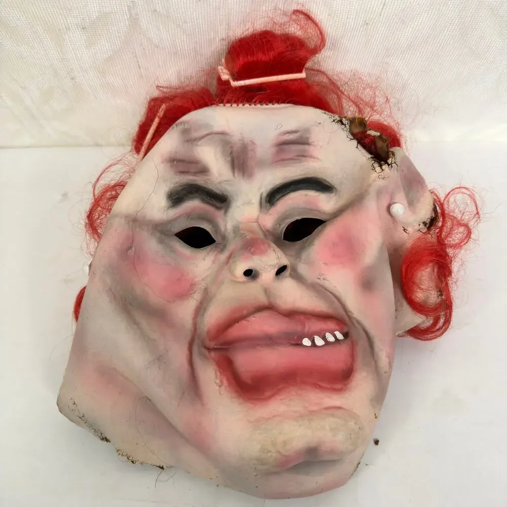 Topstone Woman With Red Hair & Curlers Rubber Mask Vintage‎ Has Holes And Tears